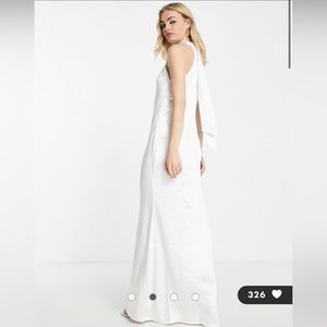 NWT ! ASOS Pretty Lavish Bridal high neck satin maxi dress in ivory Size 12
